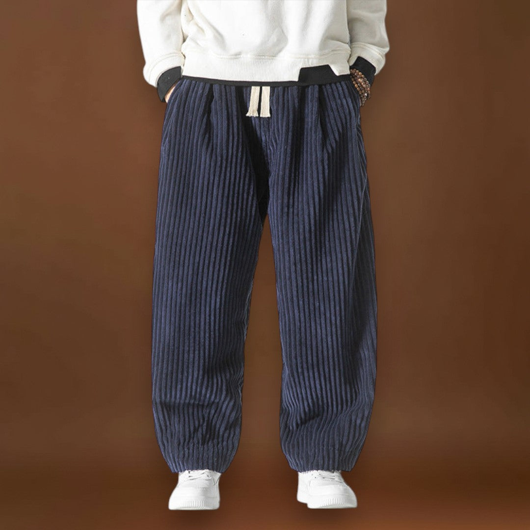 Masaaki - Calças de veludo às riscas Cinzento camel