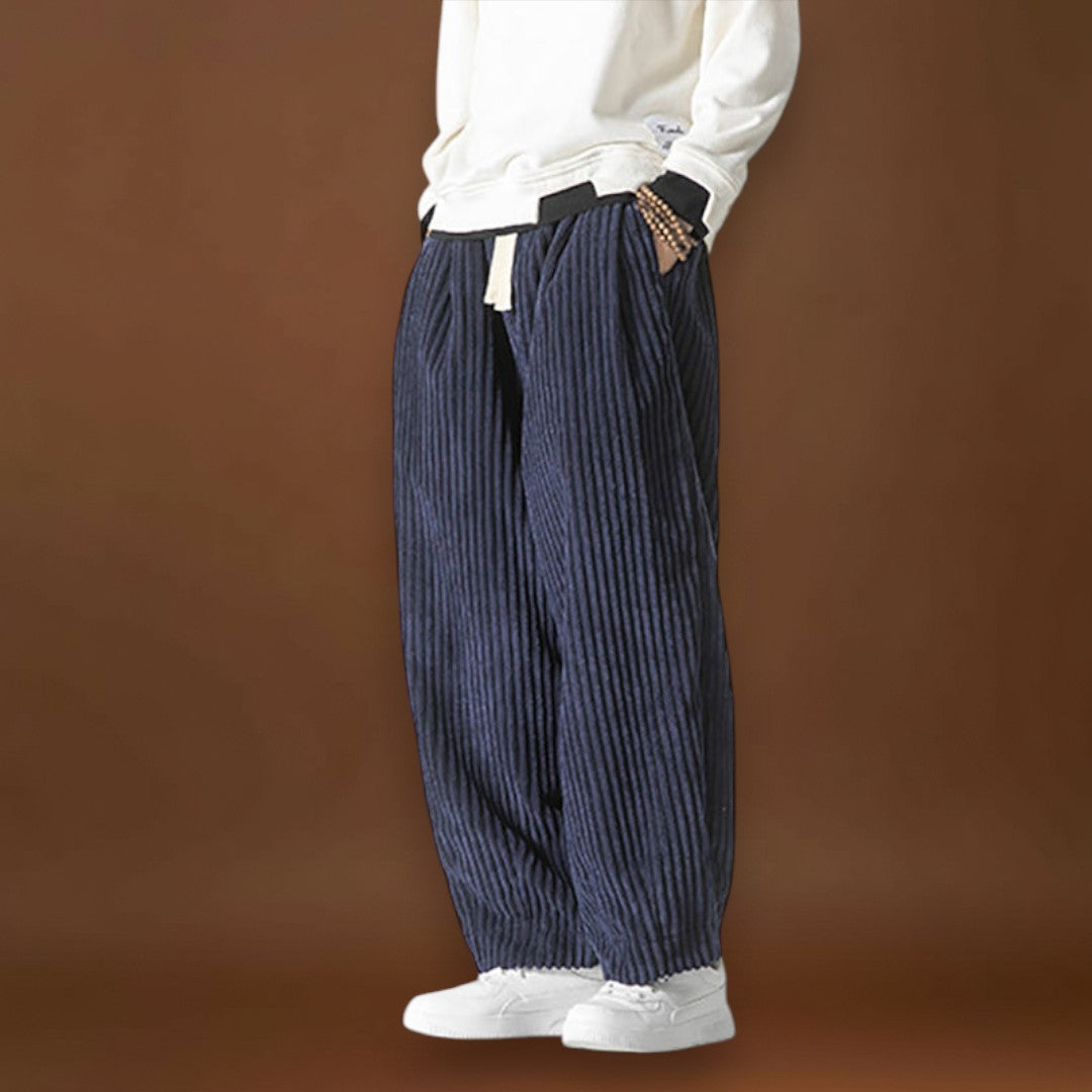 Masaaki - Calças de veludo às riscas Cinzento camel