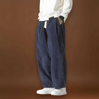 Masaaki - Calças de veludo às riscas Cinzento camel