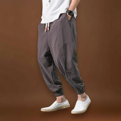 Shao - Calças harém de algodão confortáveis Vermelho