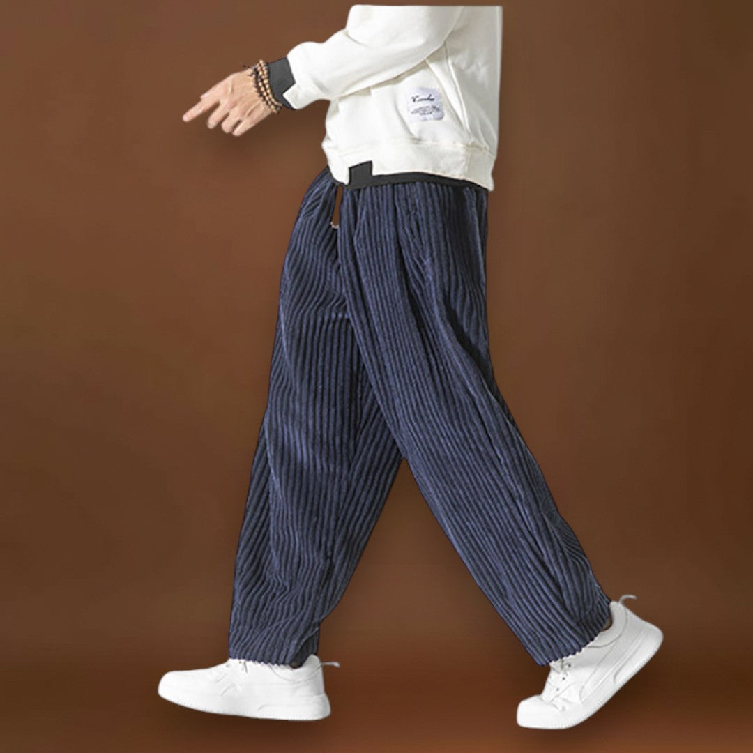 Masaaki - Calças de veludo às riscas Cinzento camel