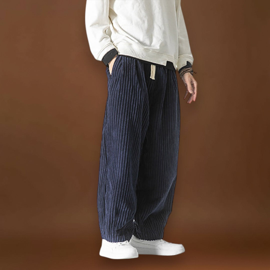 Masaaki - Calças de veludo às riscas Cinzento e marinhas