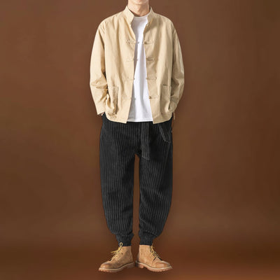 Keisuke - Calças de veludo camel