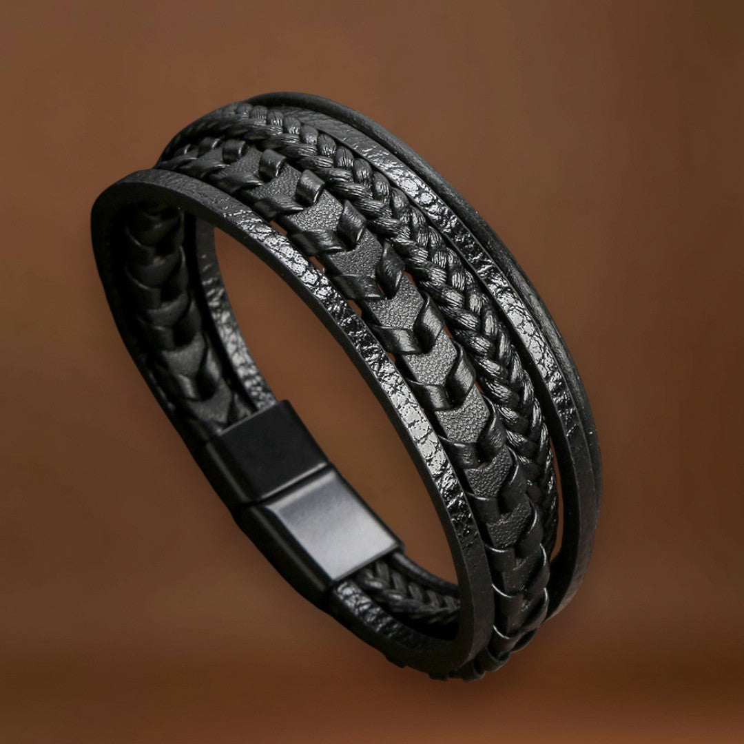 Rafael - Pulseira de Couro Trançado