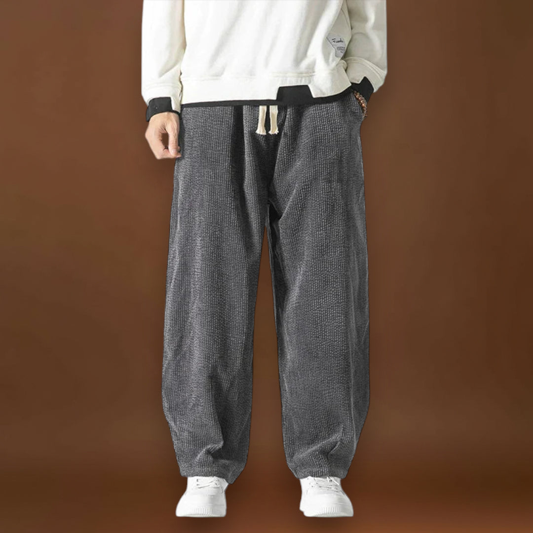 Calças – Largas em Veludo Cotovelo com Pernas Largas e Cintura com Cordão