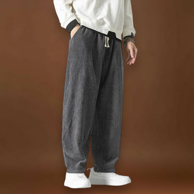 Calças – Largas em Veludo Cotovelo com Pernas Largas e Cintura com Cordão