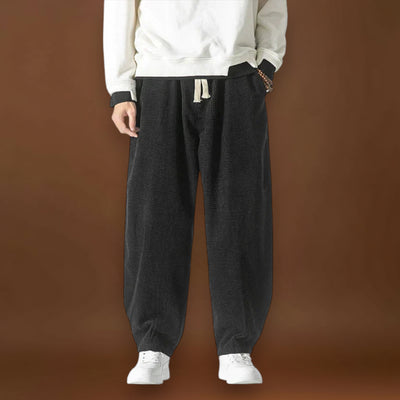 Calças – Largas em Veludo Cotovelo com Pernas Largas e Cintura com Cordão