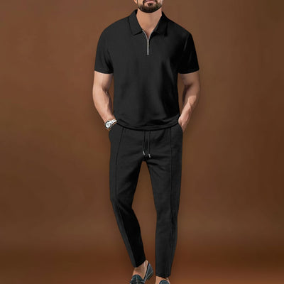 Conjunto de Polo e Calças – Look Coordenado em Tecido Misturado