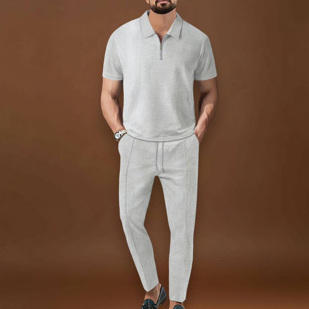 Conjunto de Polo e Calças – Look Coordenado em Tecido Misturado