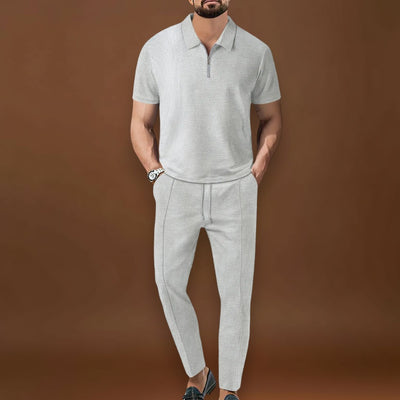 Conjunto de Polo e Calças – Look Coordenado em Tecido Misturado
