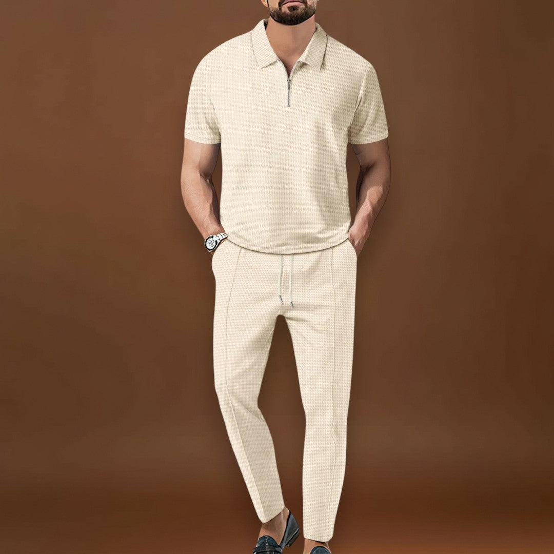 Conjunto de Polo e Calças – Look Coordenado em Tecido Misturado