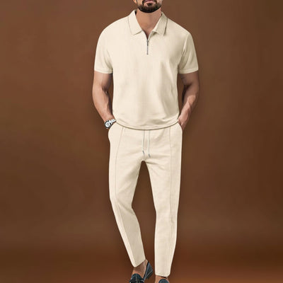 Conjunto de Polo e Calças – Look Coordenado em Tecido Misturado