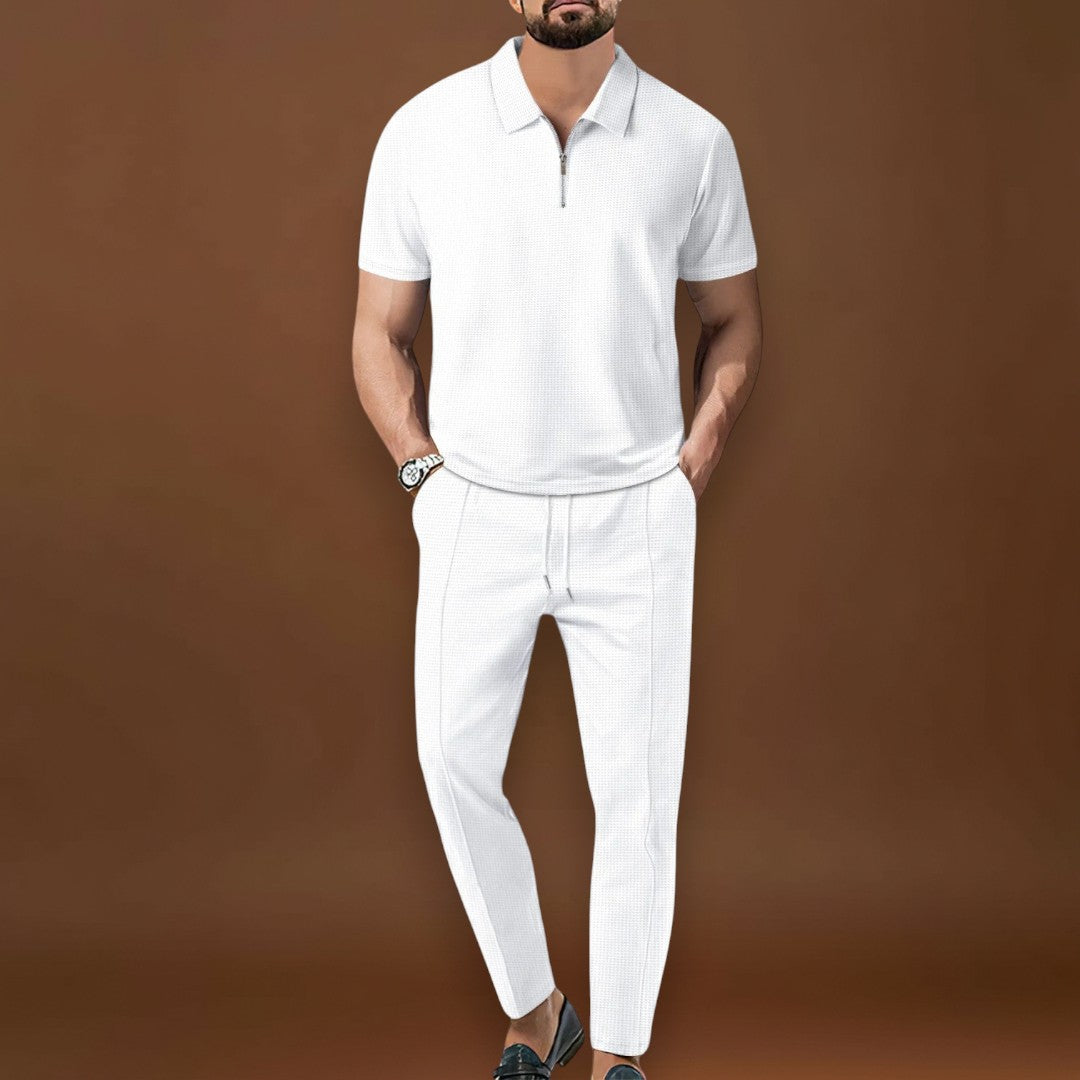 Conjunto de Polo e Calças – Look Coordenado em Tecido Misturado