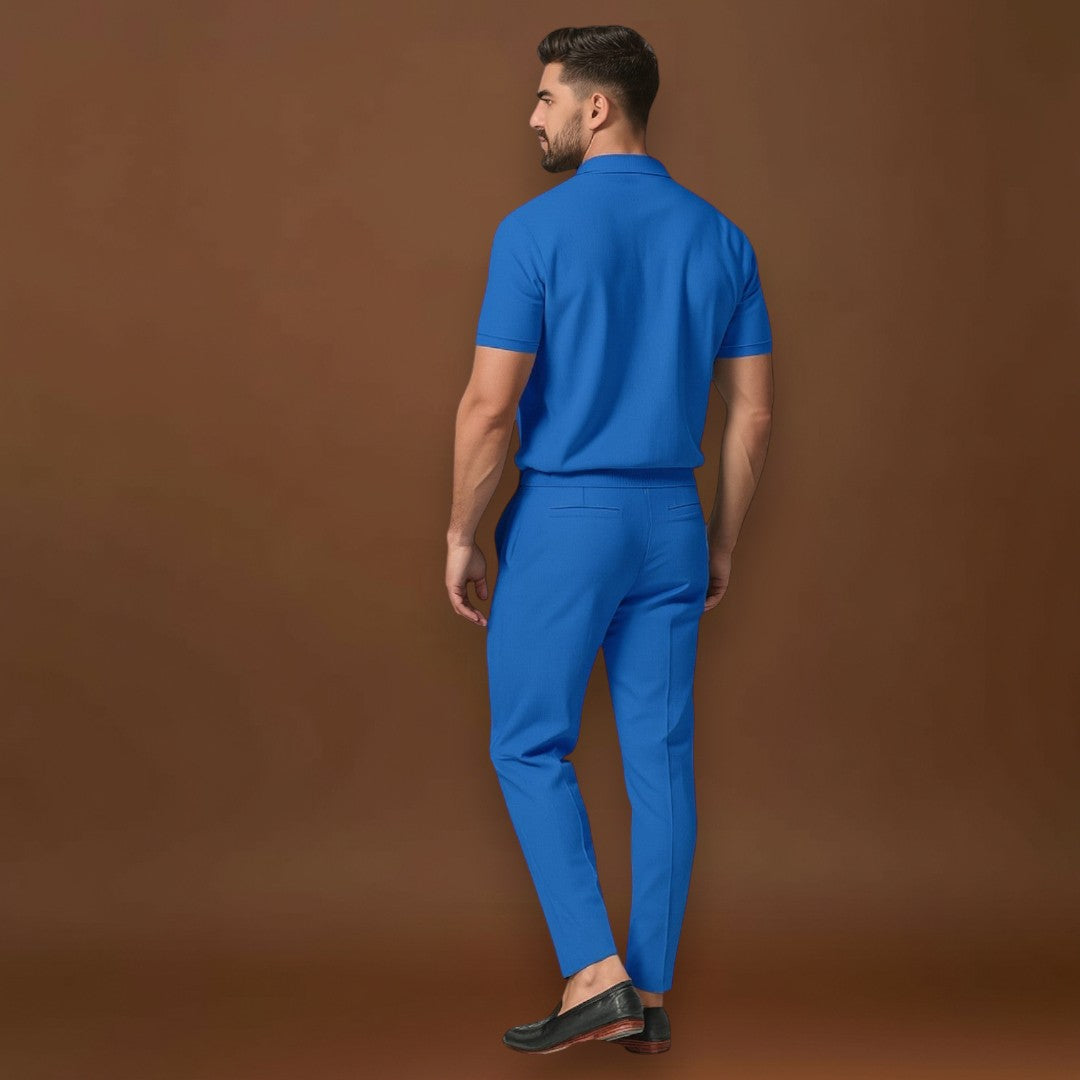 Conjunto de Polo e Calças – Look Coordenado em Tecido Misturado