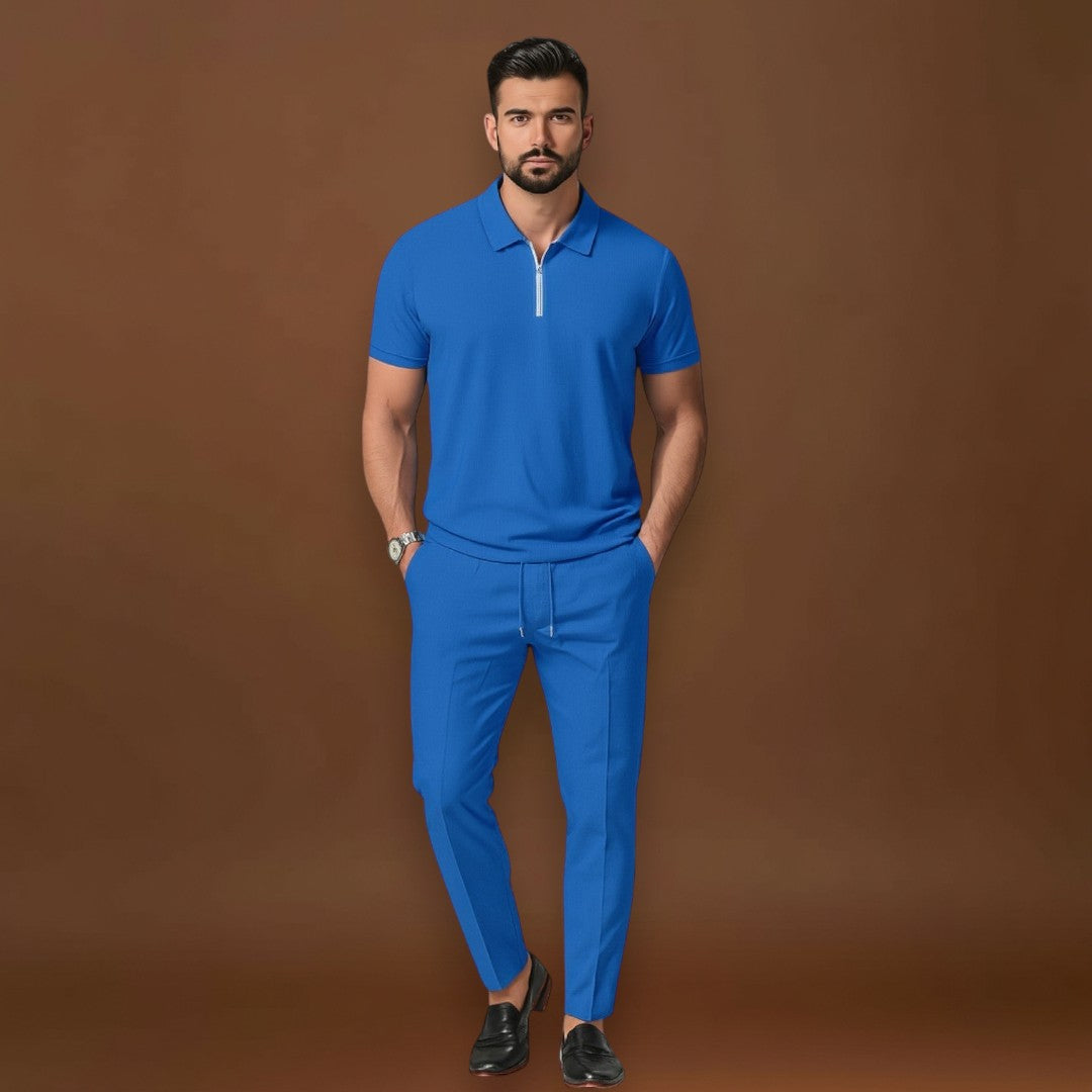 Conjunto de Polo e Calças – Look Coordenado em Tecido Misturado