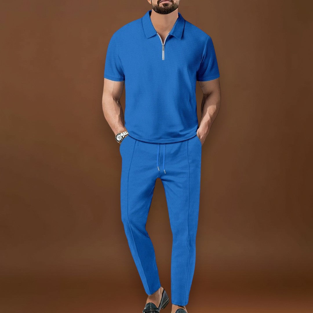 Conjunto de Polo e Calças – Look Coordenado em Tecido Misturado