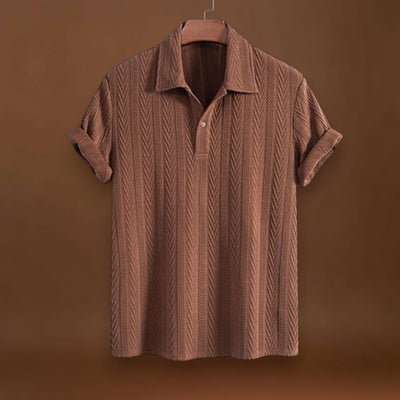 Camisa Polo – Gola de Malha Jacquard e Frente com Meio Botão Airflow