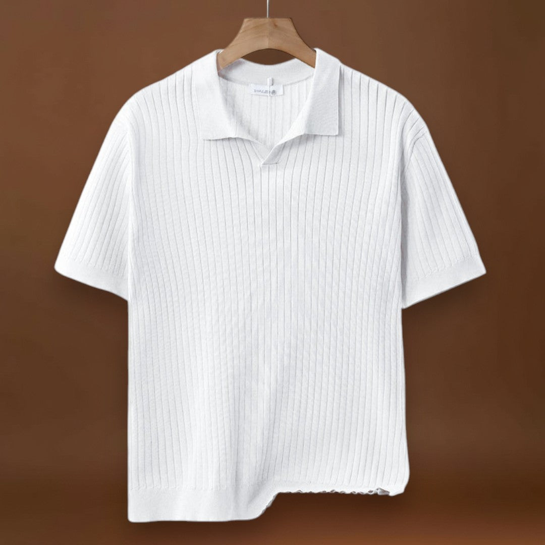 Camisa Polo - Mistura de Malha com Ribs Finos e Stretch Respirável