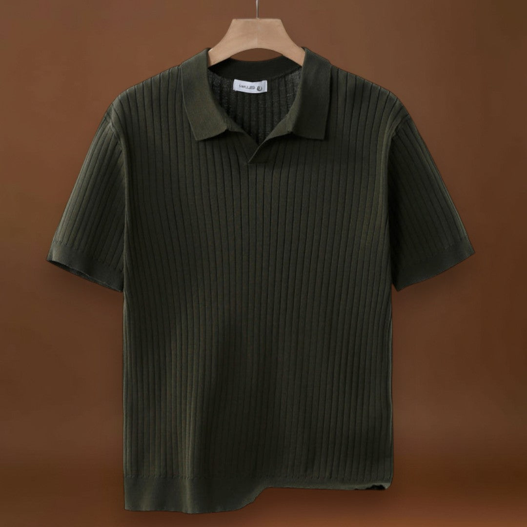Camisa Polo - Mistura de Malha com Ribs Finos e Stretch Respirável