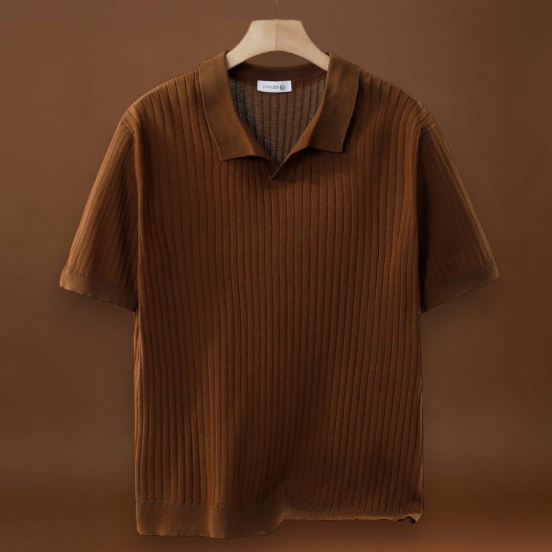 Camisa Polo - Mistura de Malha com Ribs Finos e Stretch Respirável