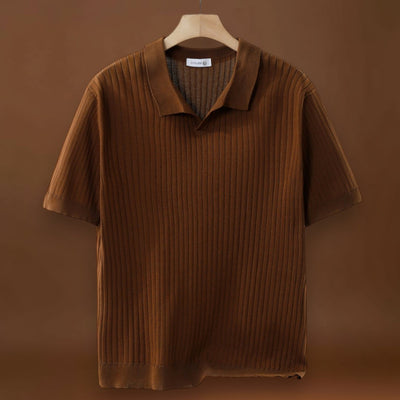 Camisa Polo - Mistura de Malha com Ribs Finos e Stretch Respirável