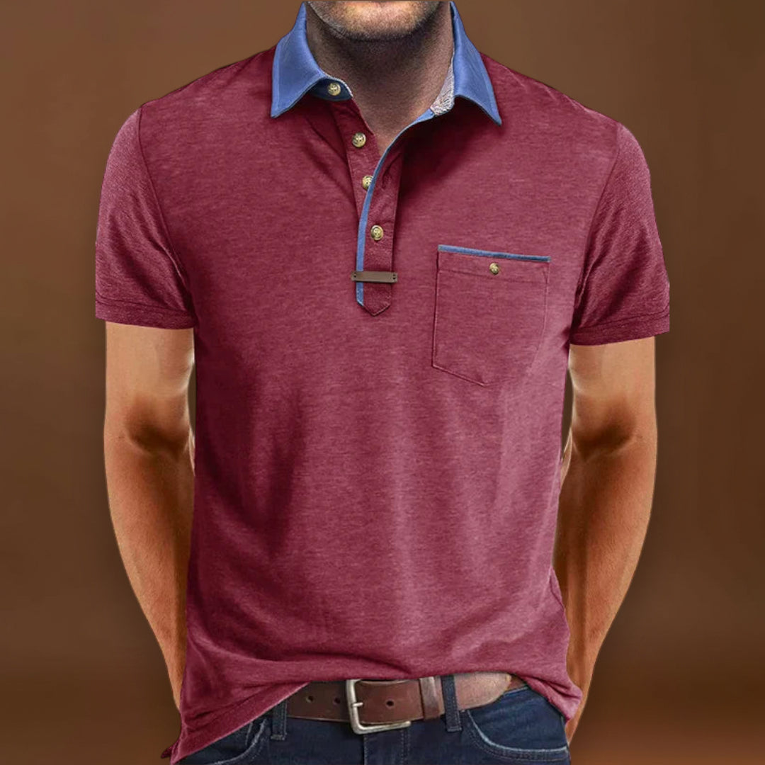Camisa Polo - Mistura de Poliéster com Fecho de Botão & Conforto Fresco