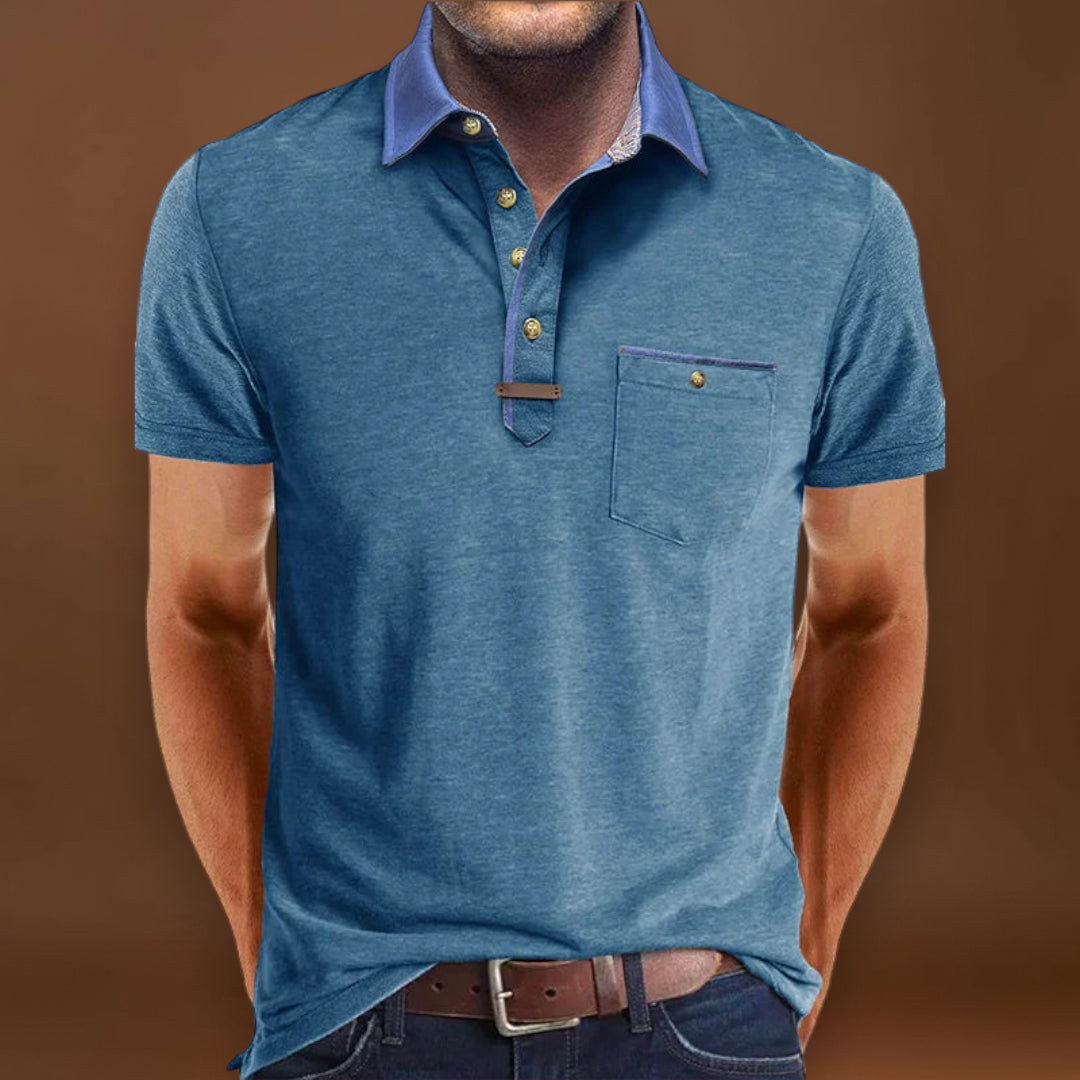 Camisa Polo - Mistura de Poliéster com Fecho de Botão & Conforto Fresco