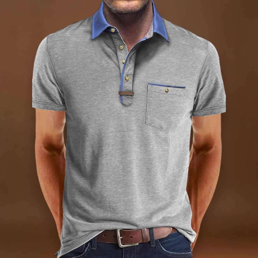 Camisa Polo - Mistura de Poliéster com Fecho de Botão & Conforto Fresco