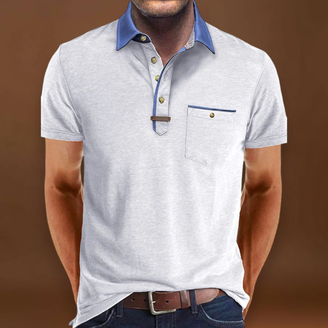 Camisa Polo - Mistura de Poliéster com Fecho de Botão & Conforto Fresco
