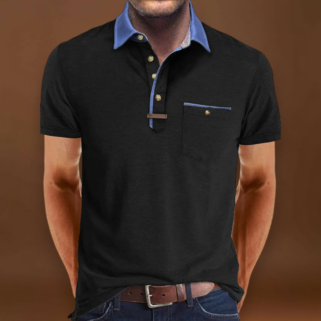 Camisa Polo - Mistura de Poliéster com Fecho de Botão & Conforto Fresco
