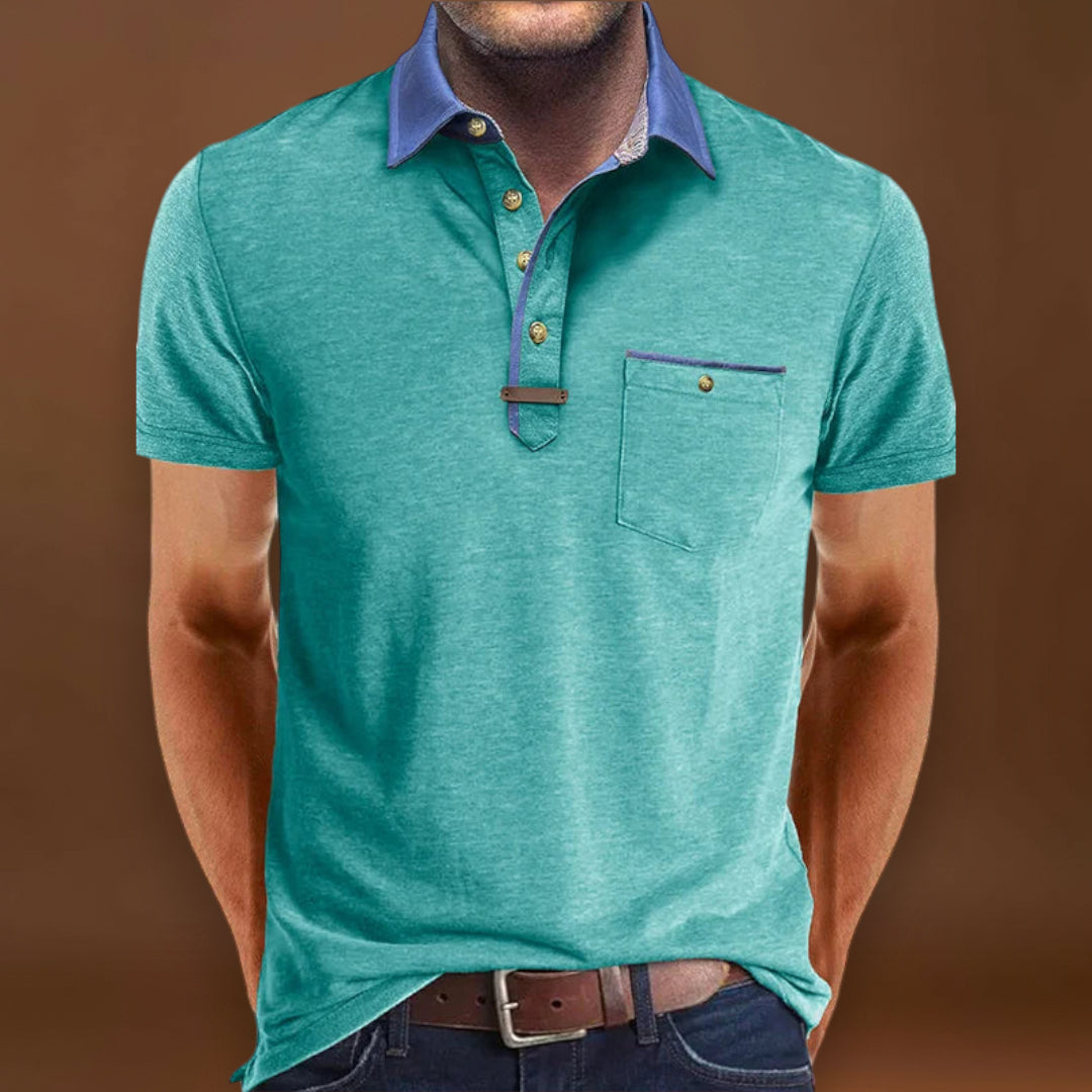 Camisa Polo - Mistura de Poliéster com Fecho de Botão & Conforto Fresco