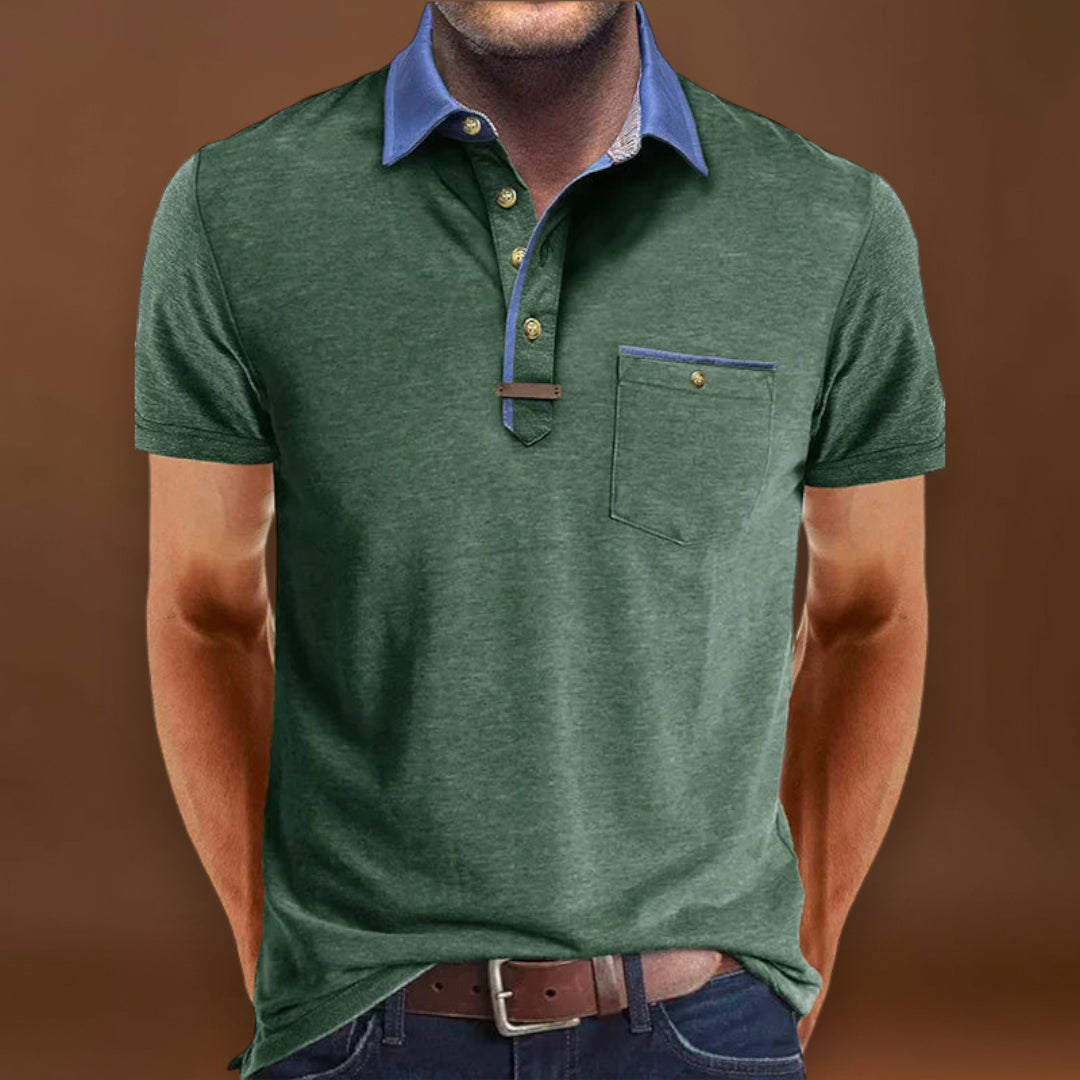 Camisa Polo - Mistura de Poliéster com Fecho de Botão & Conforto Fresco