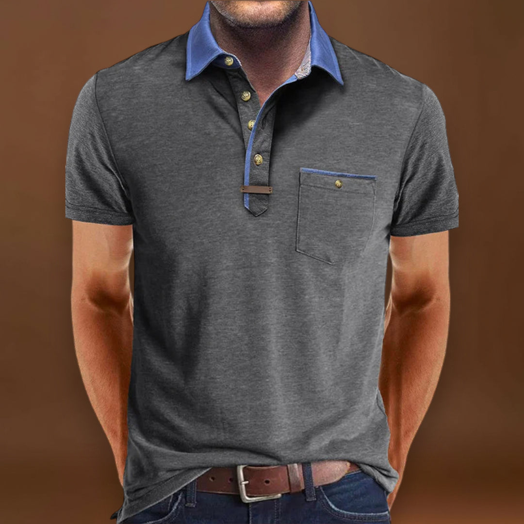 Camisa Polo - Mistura de Poliéster com Fecho de Botão & Conforto Fresco