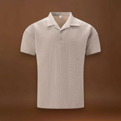 Camisa Polo - Mistura de Poliéster com Textura Jacquard e Corte Relaxado