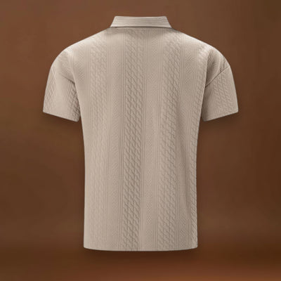Camisa Polo - Mistura de Poliéster com Textura Jacquard e Corte Relaxado