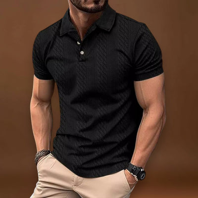Camisa Polo - Mistura de Poliéster com Textura Jacquard e Corte Relaxado