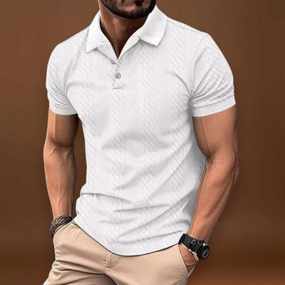Camisa Polo - Mistura de Poliéster com Textura Jacquard e Corte Relaxado