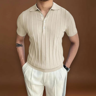 Camisa Polo – Mistura Elástica com Decote em V e Forma Flexível