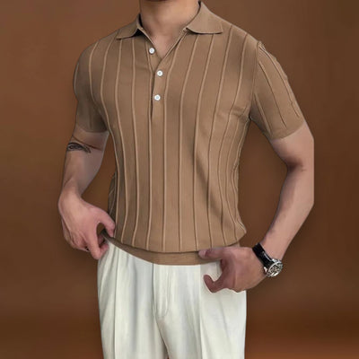 Camisa Polo – Mistura Elástica com Decote em V e Forma Flexível