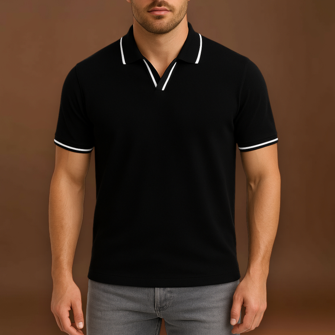 Camisa Polo – Corte Estruturado com Acabamento Contrastante e Forma Respirável