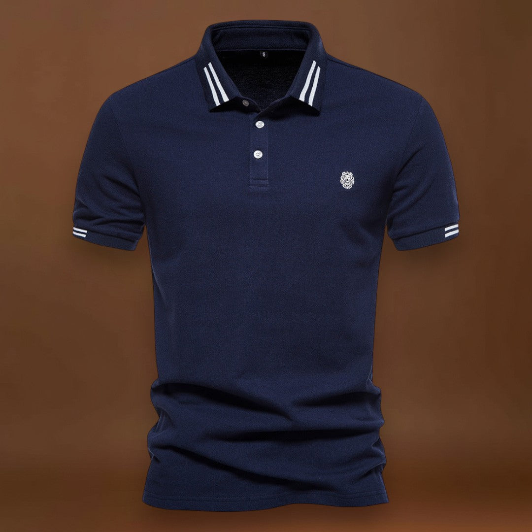 Polo - Colar Estruturado com Punhos Listrados e Ajuste Respirável