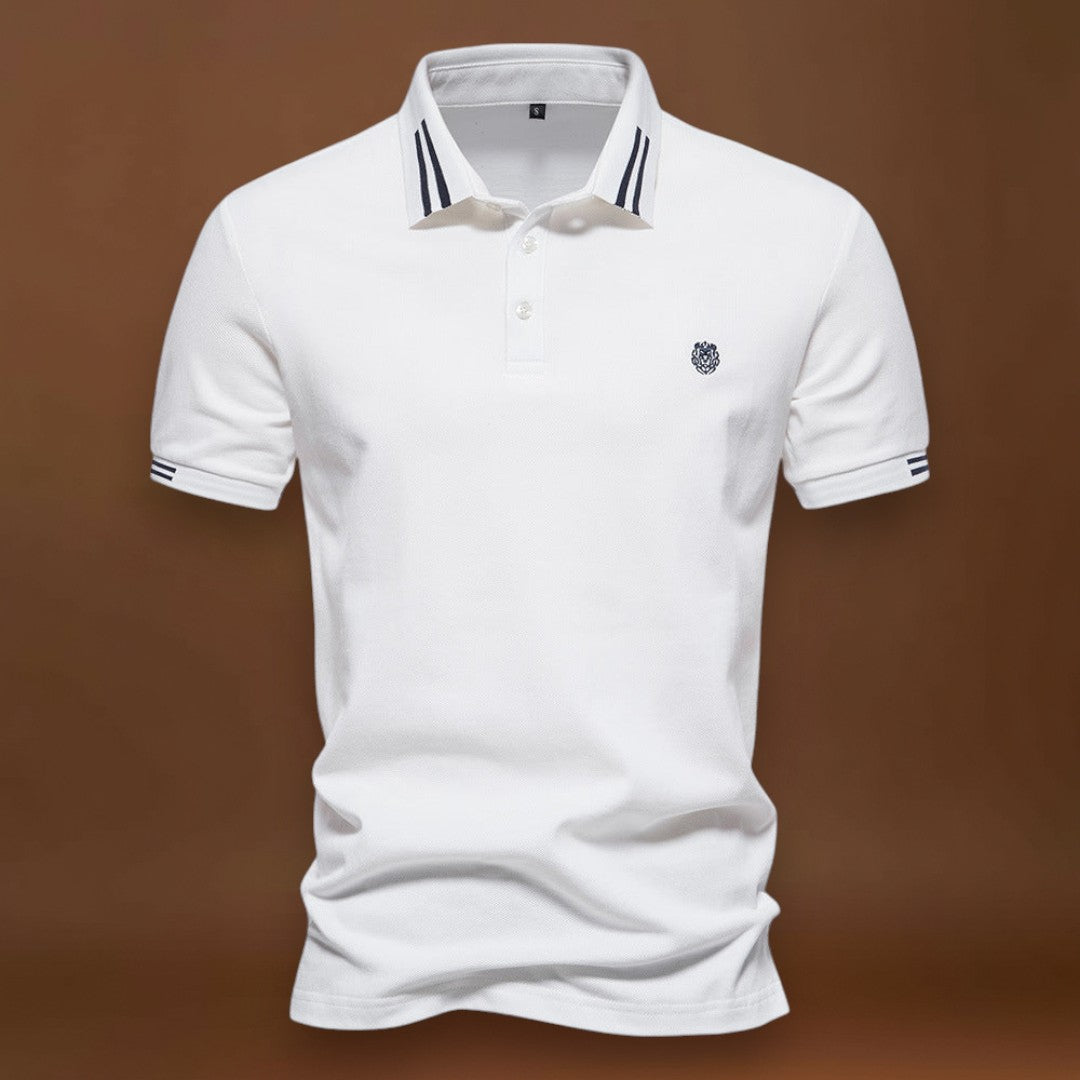 Polo - Colar Estruturado com Punhos Listrados e Ajuste Respirável