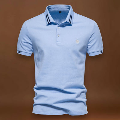 Polo - Colar Estruturado com Punhos Listrados e Ajuste Respirável