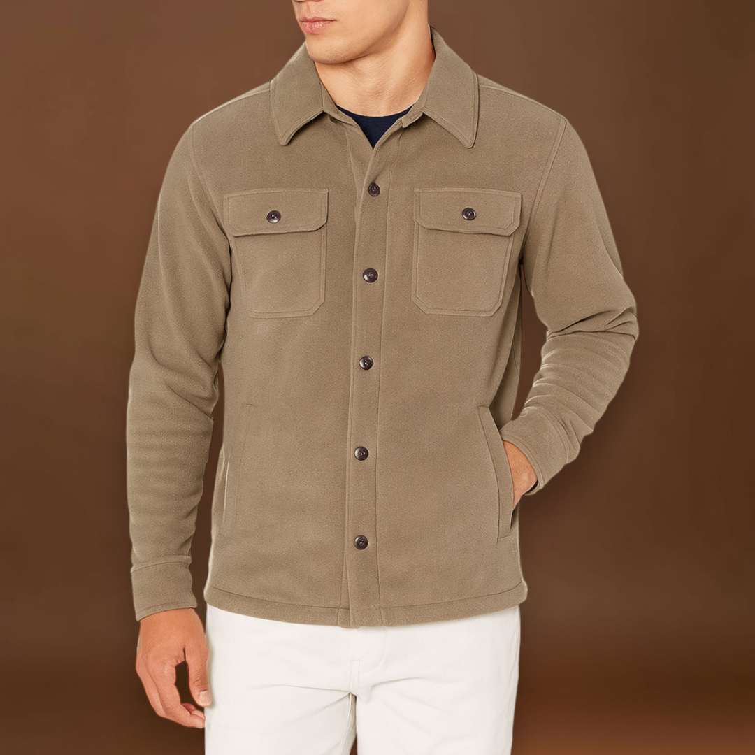 Casaco em Mistura de Poliéster - Colarinho Rebaixado e Corte Ajustado