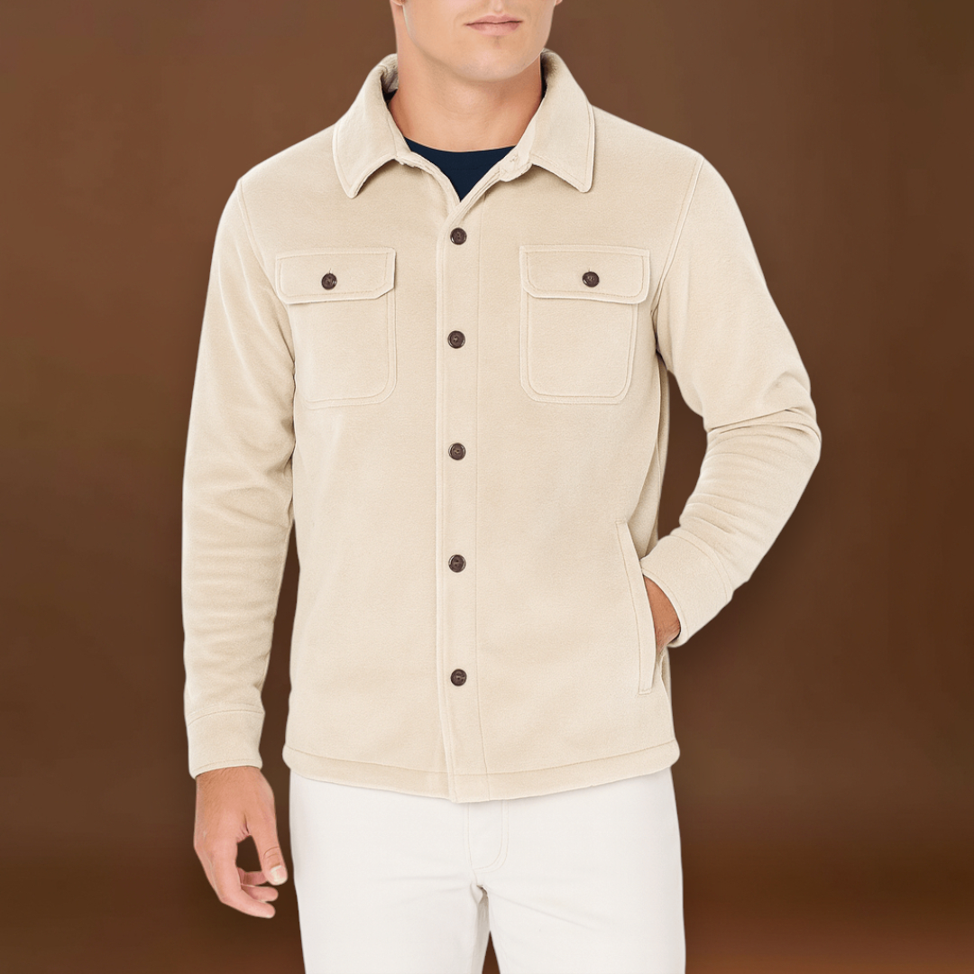 Casaco em Mistura de Poliéster - Colarinho Rebaixado e Corte Ajustado