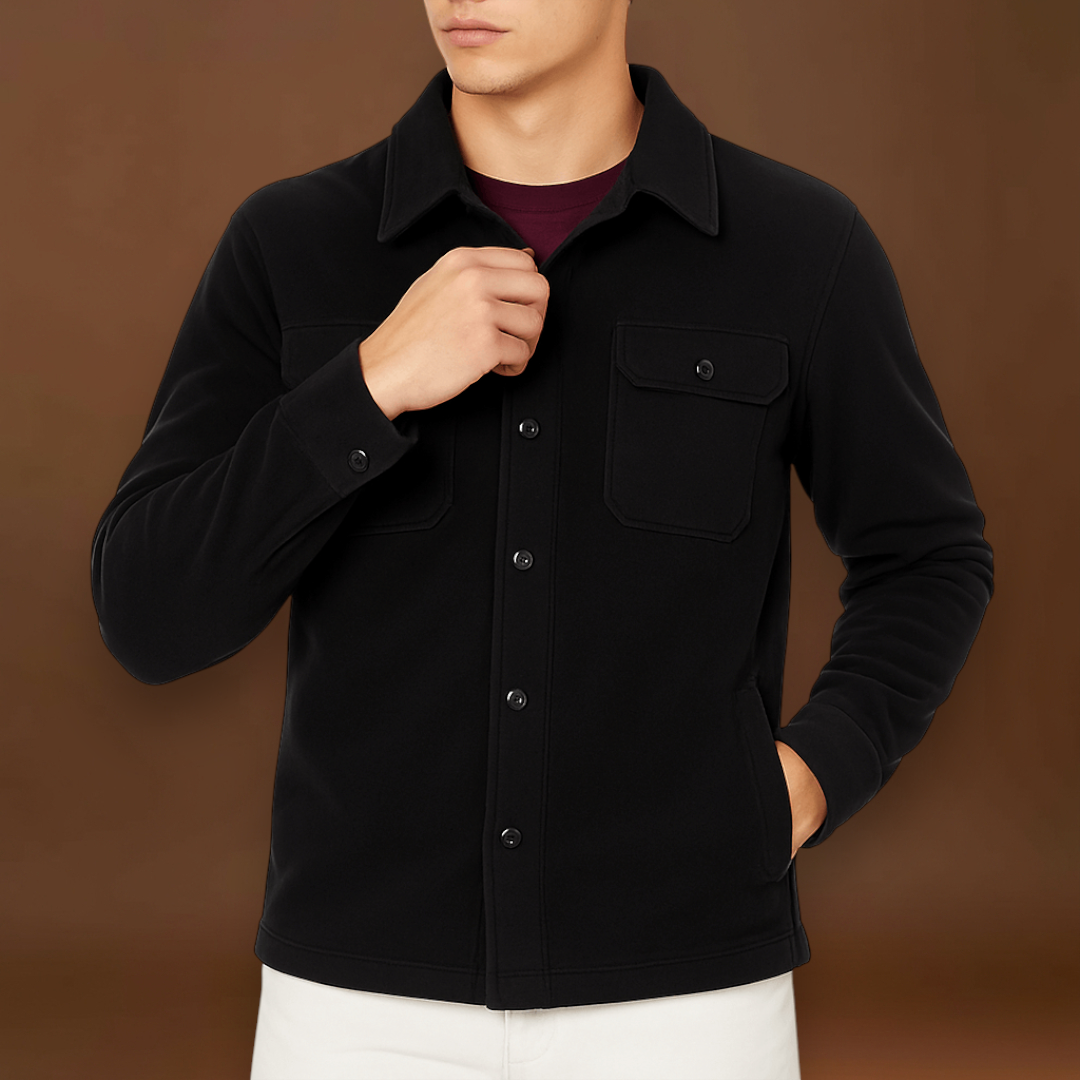 Casaco em Mistura de Poliéster - Colarinho Rebaixado e Corte Ajustado