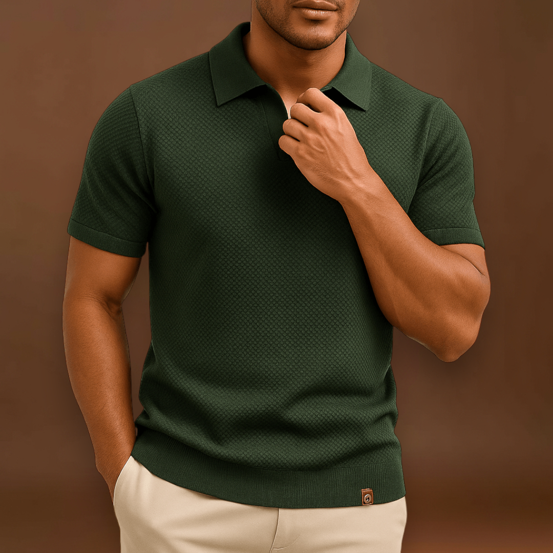 Camisa Polo em Mistura de Poliéster - Malha Texturada e Fácil Fluxo de Ar