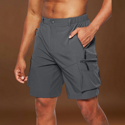 Calções em Mistura de Poliéster – Múltiplos Bolsos e Transporte Seguro