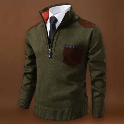 Pullover de Malha - Com Colarinho, Bolso e Aquece