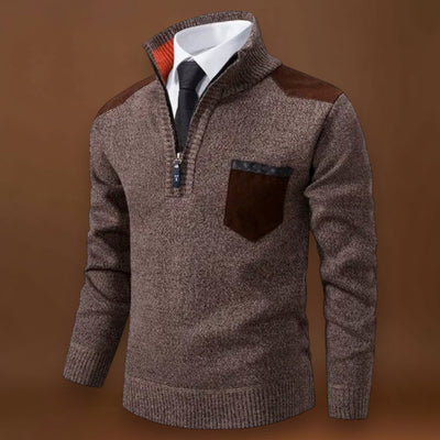 Pullover de Malha - Com Colarinho, Bolso e Aquece